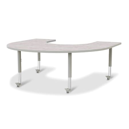 Jonti-Craft Berries Horseshoe Activity Table, 60 in. x 66 in., Mobile, Driftwood Gray/Gray/Gray 6445JCM450